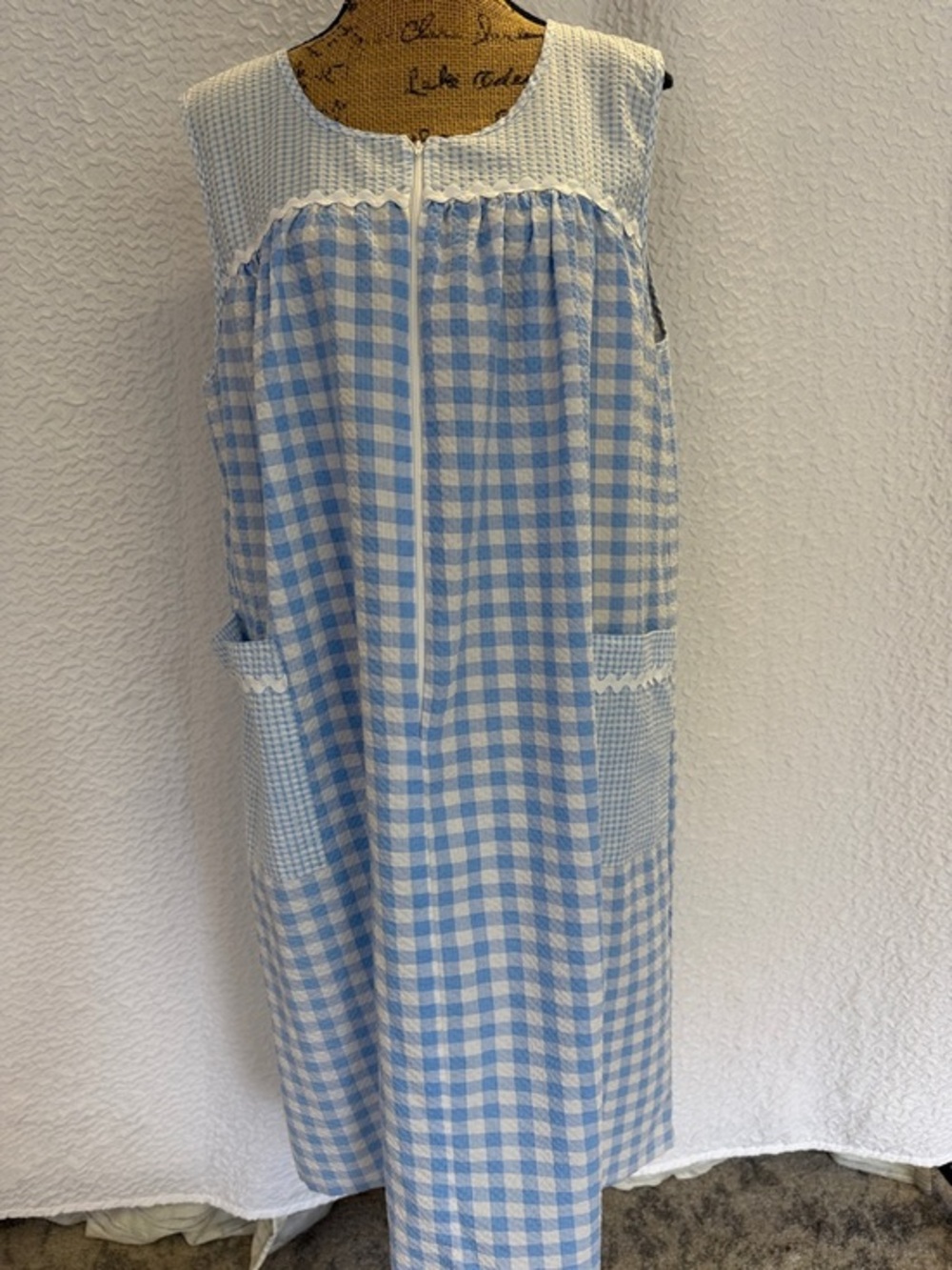 Vintage Granada Light Blue and White Gingham House Dress